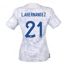Frankrike Lucas Hernandez #21 Bortedrakt Kvinner VM 2022 Kortermet